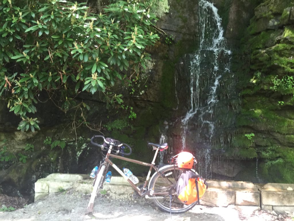 bicycle touring the GAP waterfall